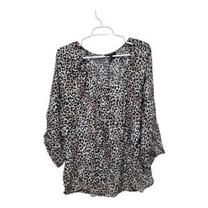 Cynthia Rowley Woman 1X Pink Leopard Blouse